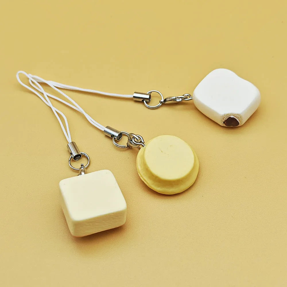 New cute kitten egg tart simulation mobile phone pendant with cartoon decoration, three specification options