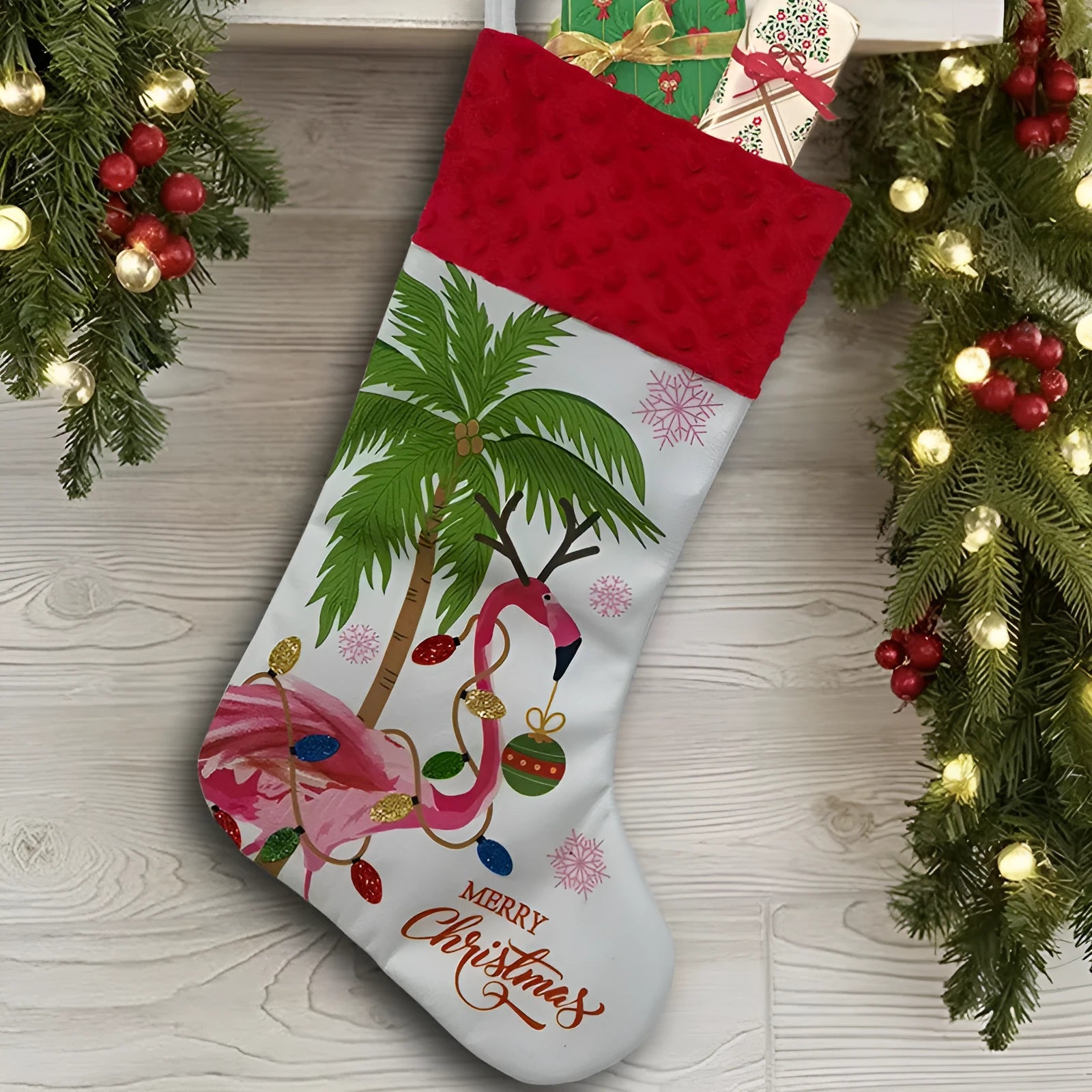 Cloth Christmas stocking decoration pendant in American style measuring 46x28cm