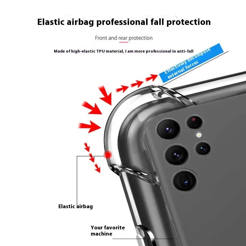 Transparent silicone phone case with airbag corners for Samsung Galaxy phones