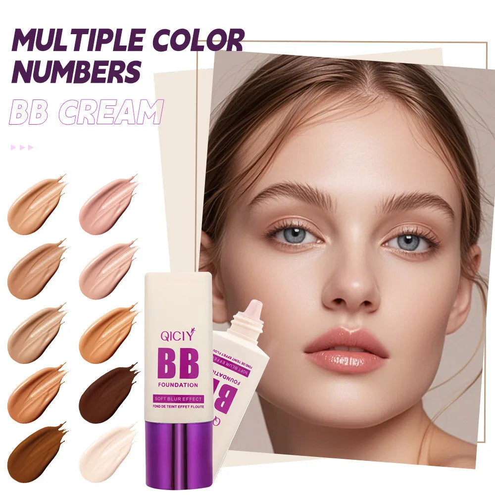 Feeding bottle of BB cream liquid foundation concealer showing brightening repair formula.