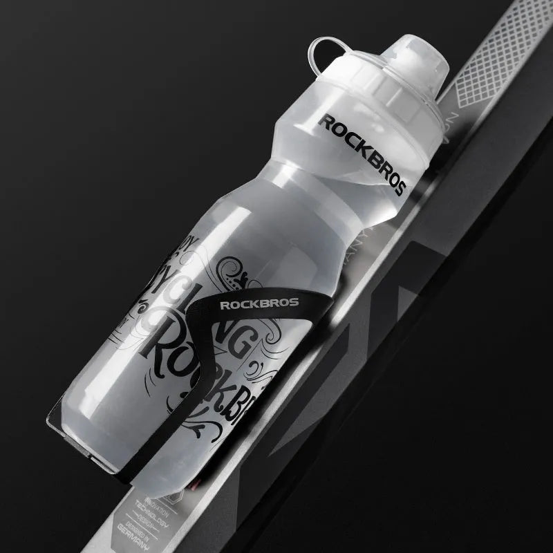 Cycling water bottle 750ml press-type PP5 with white mouth transparent body