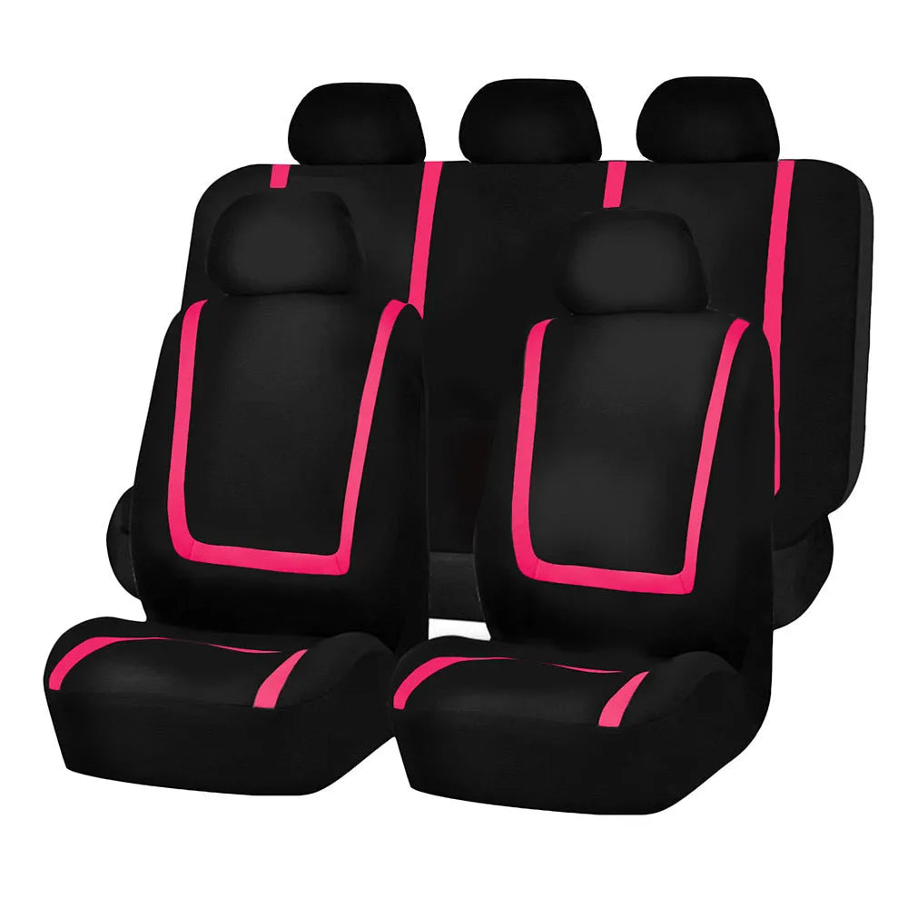 Fully enclosed universal car seat cover set in fabric material showing complete seat protection