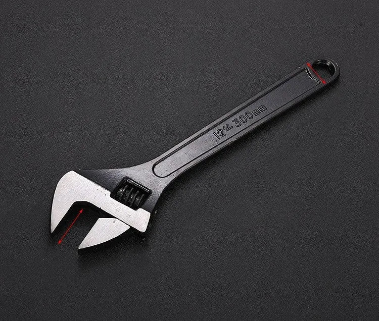 High carbon steel adjustable spanner with blackened finish and ergonomic handle in multiple size options