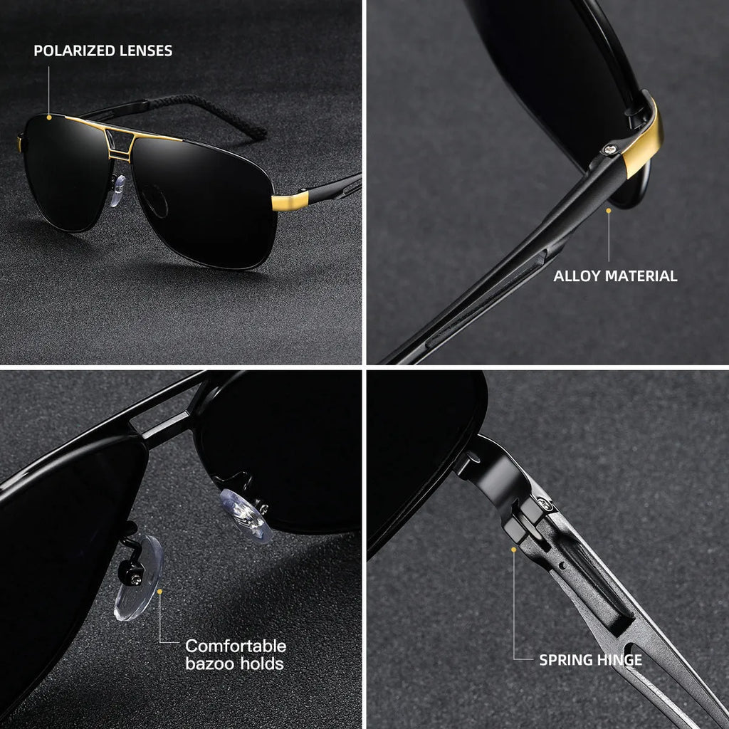 Men's orange red polarised aviator sunglasses with a metal frame.