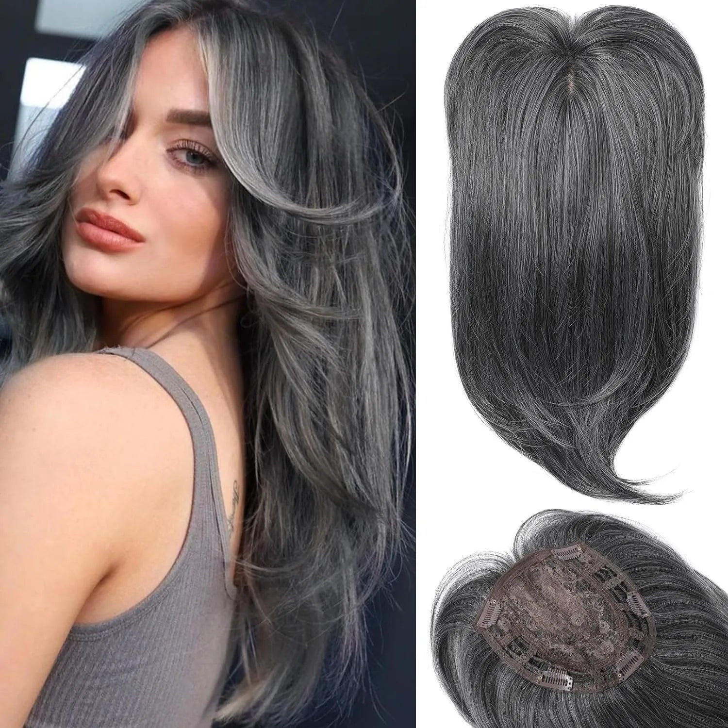 Women's high temperature fibre wig piece in Natural Black colour for hair supplement