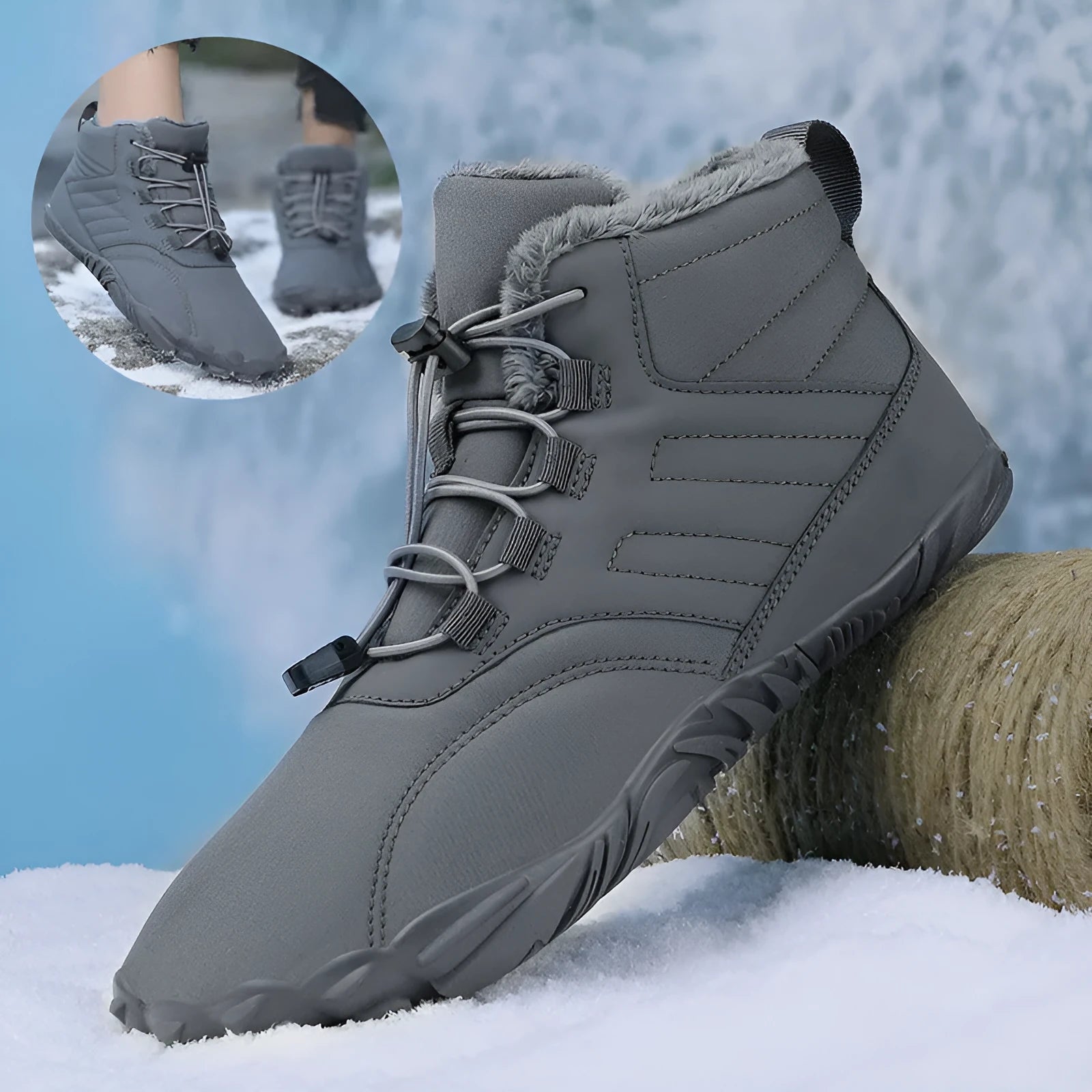 Outdoor sports cotton shoes winter warm slip-on boots Oxford cloth non-slip rubber outsole artificial plush lining colours black blue gray