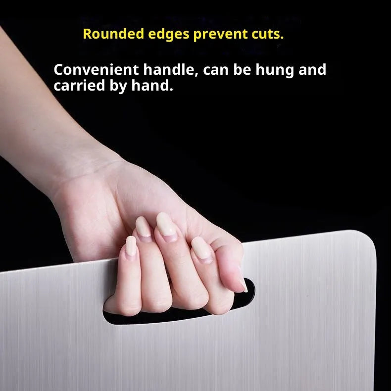 Mildew-proof double-sided stainless steel cutting board, square shape, edible SUS304, available in four sizes