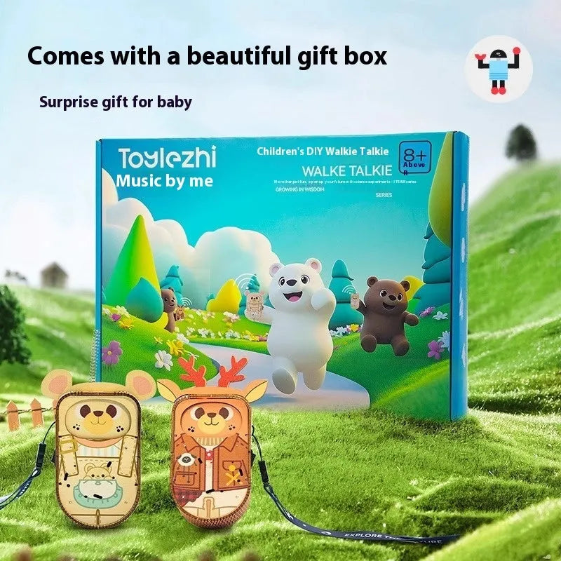 Handmade wooden scientific gift box with bear deer puppy figures and 300 call feature for teenagers