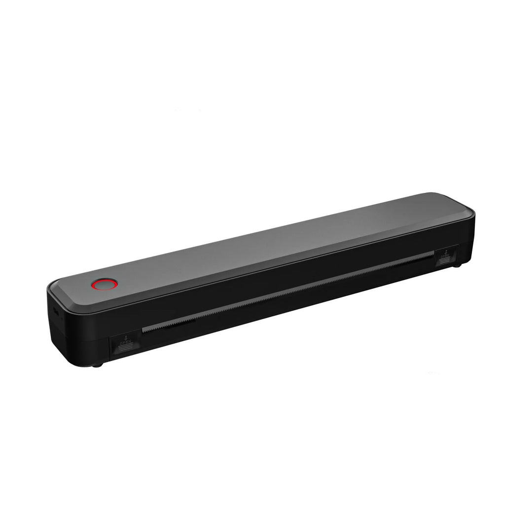 Black or white Bluetooth thermal printer for mobile devices measuring 295mm long