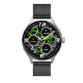 Smart watch with blood sugar detection on wrist, showing AMOLED screen and optional leather strap.
