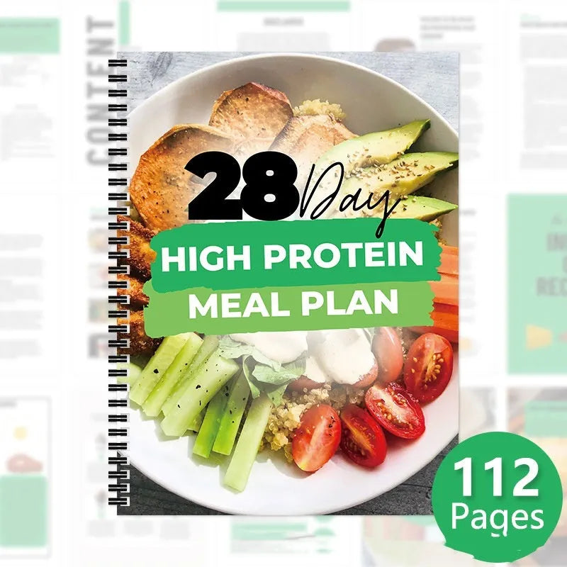 28-day high-protein diet plan book in paper, 21cm x 28.5cm, cover colour 28Day Dietary Plan