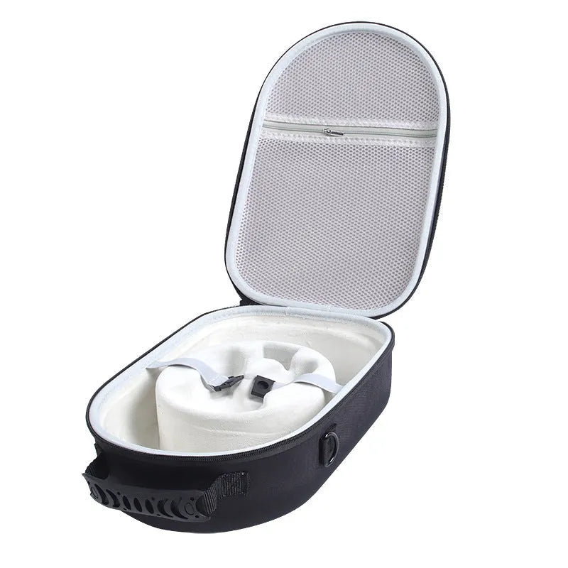 Black EVA nylon storage bag for Meta Quest Pro with zipper and carrying strap