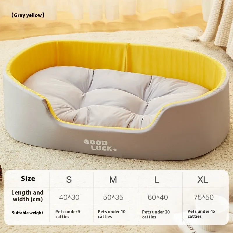 Four Seasons washable cat nest in grayish yellow with upright windproof design for pets