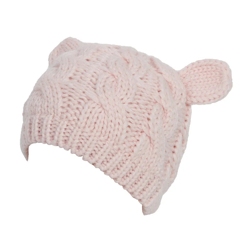 Hand-made knitted beanie with 3D cat ears in multiple colour options