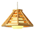 bamboo woven woodcraft ceiling LED chandelier 50cm wood colour modern minimalist