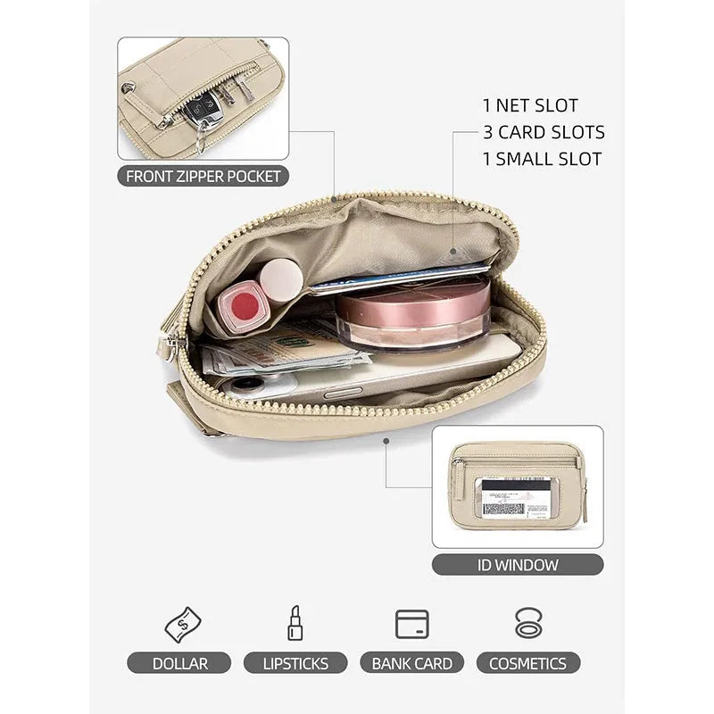 Women's waterproof quilted nylon handbag with transparent deck section in urban simplicity style