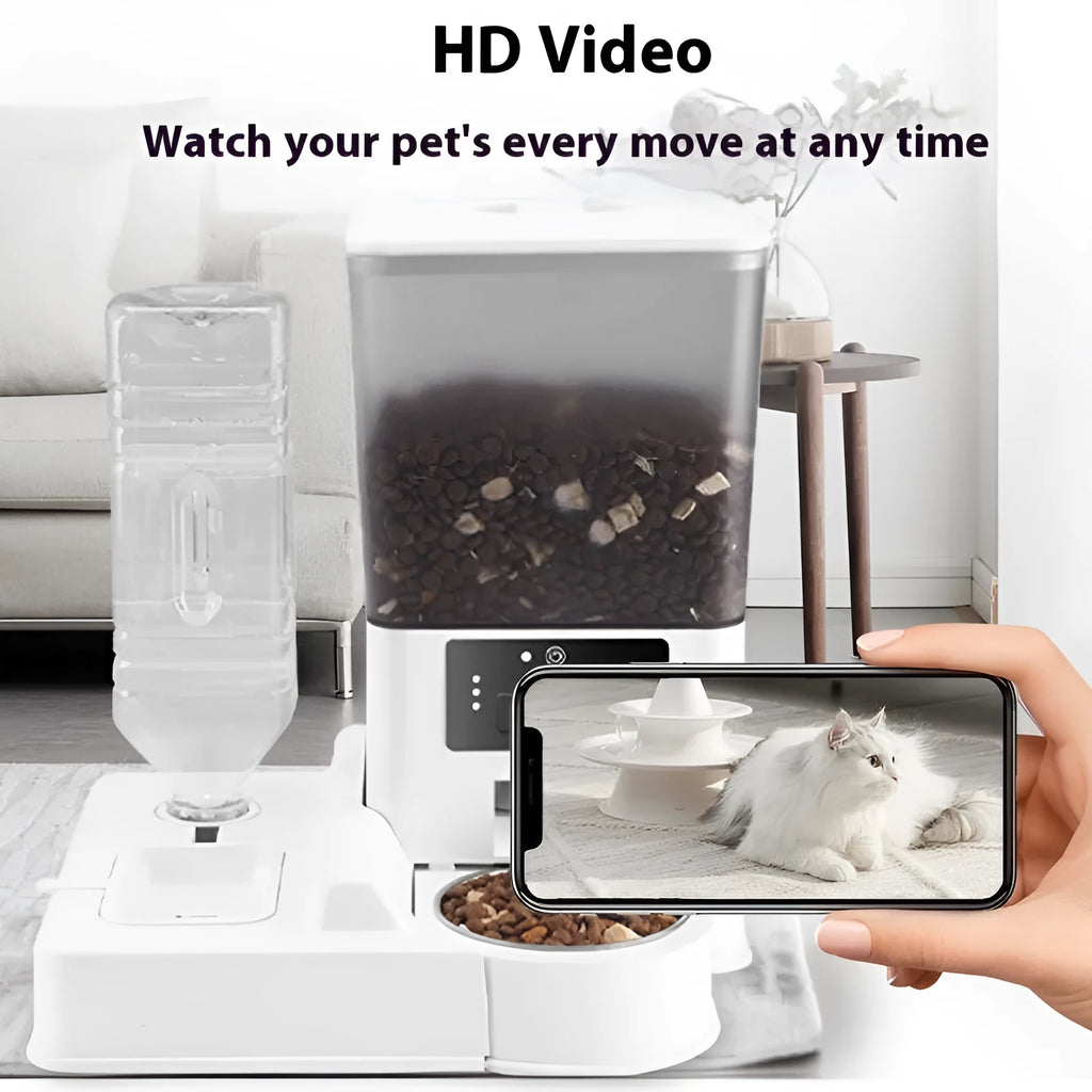 Double bowl intelligent pet feeder with 5L stainless steel bowl for dogs and cats