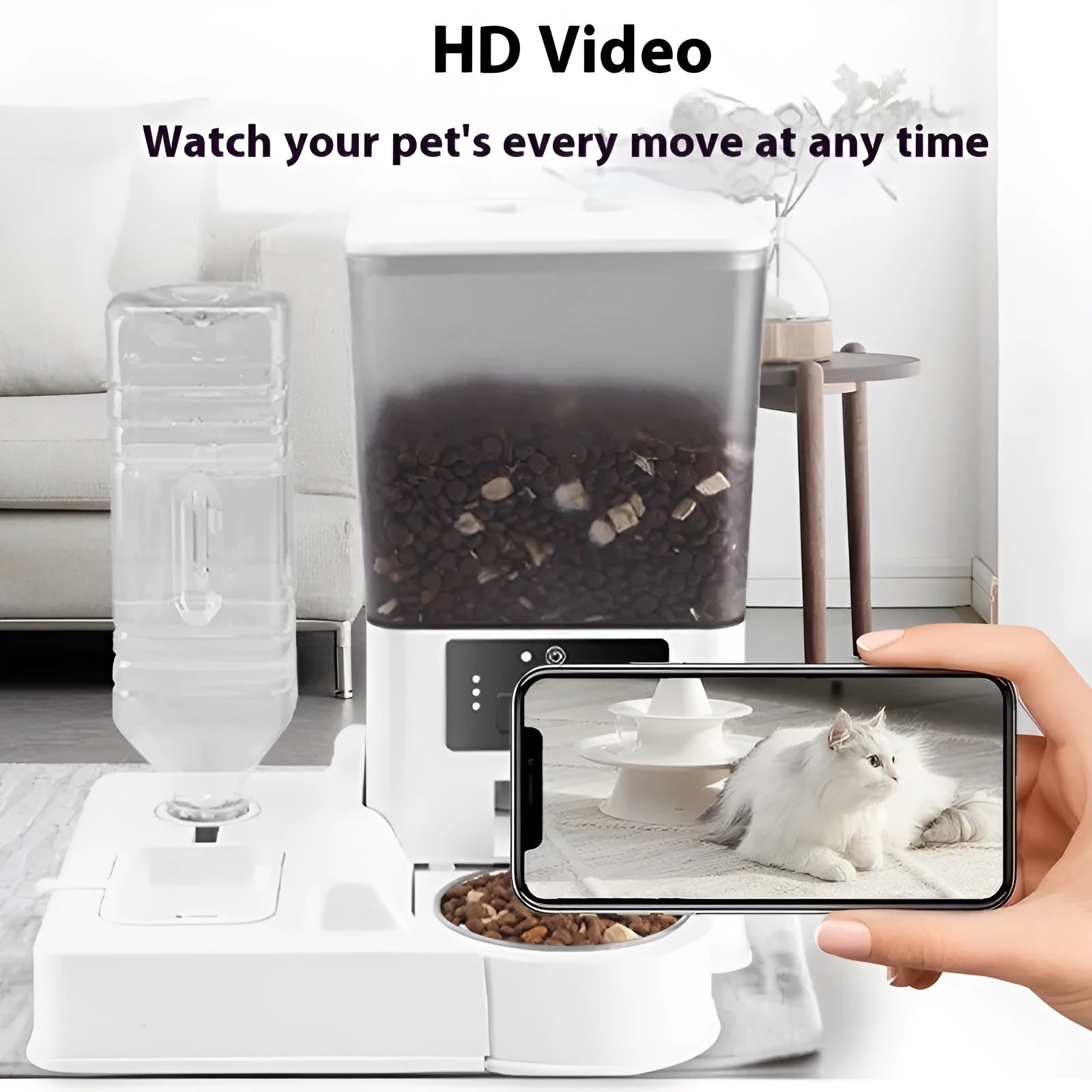 Double bowl intelligent pet feeder with 5L stainless steel bowl for dogs and cats