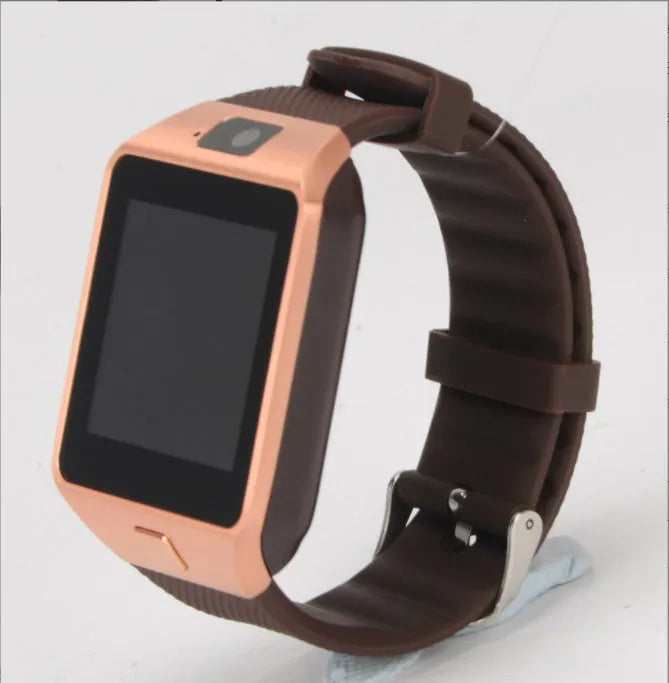 DZ09 sports smart watch with black TPU strap and 1.56 inch touch screen display