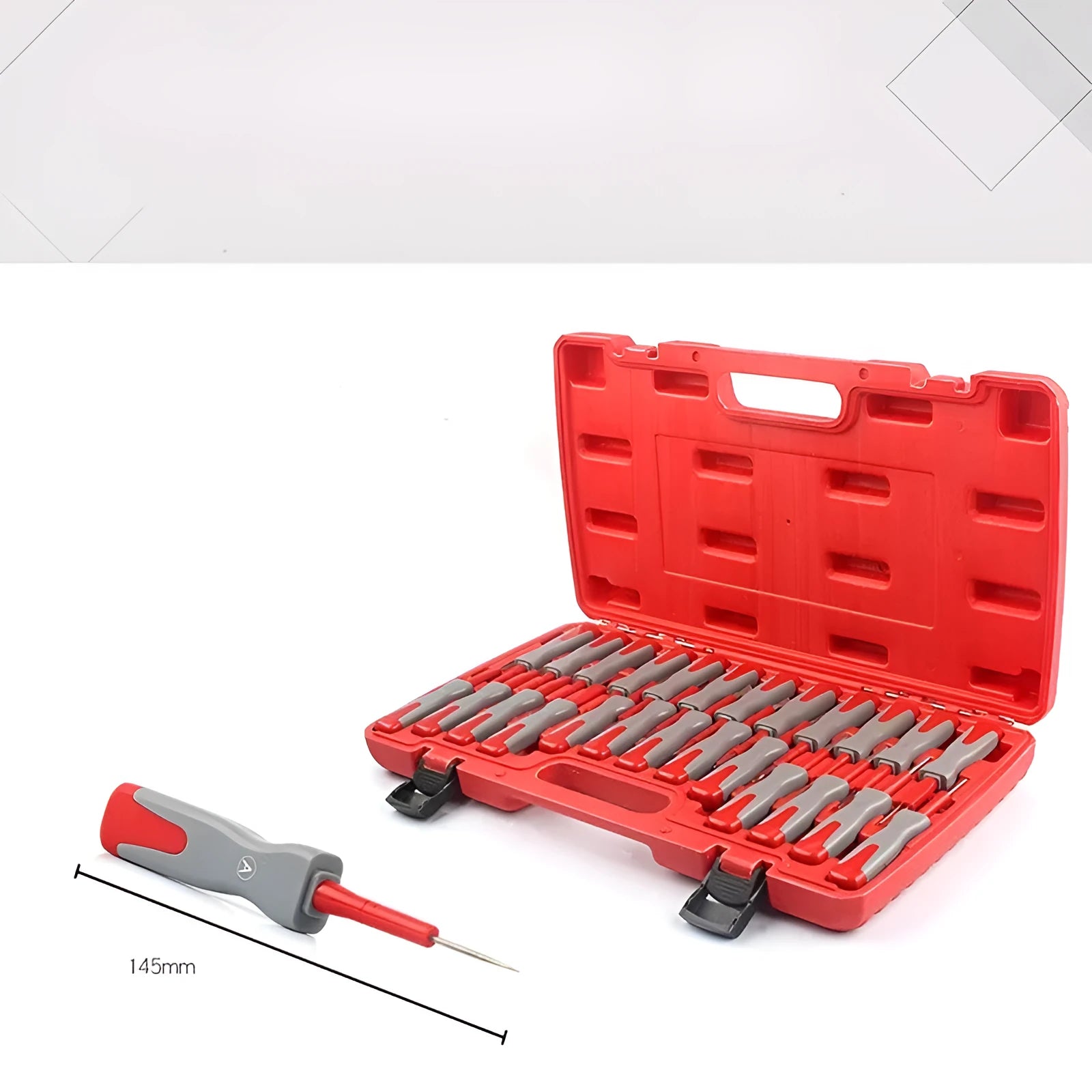 25-piece car terminal removal tool kit in a black storage case for auto electrical repair.
