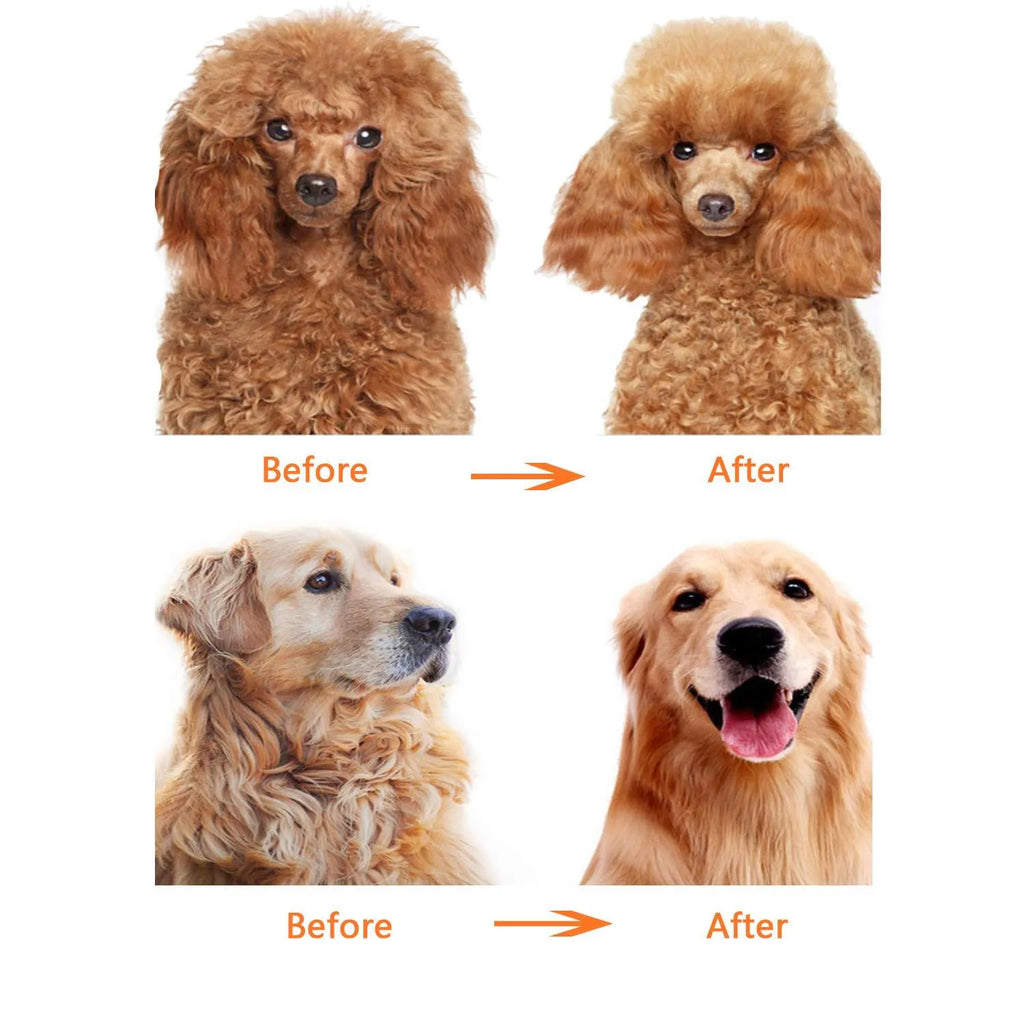 Red pet grooming comb with stainless steel short and long teeth and plastic anti-slip handle