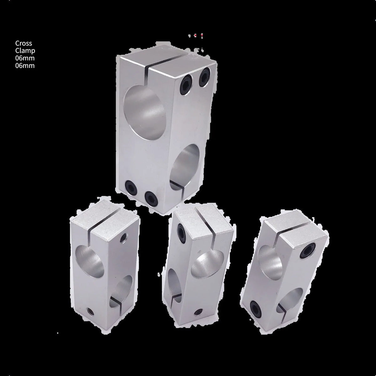 Aluminium alloy same diameter cross clamp fixing clip pillar in multiple sizes 4mm to 60mm