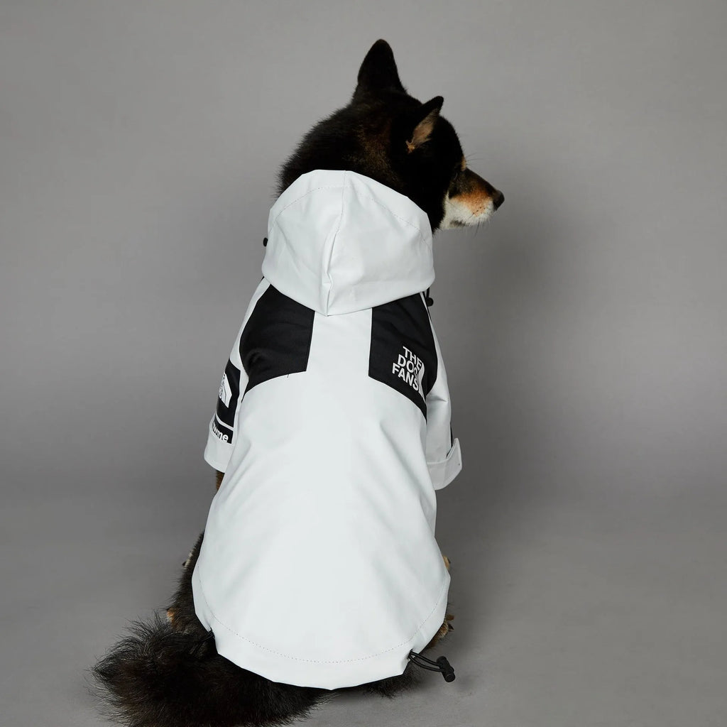Light green windproof rainproof large dog raincoat in polyester with adjustable fit for sizes S to 5XL