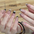Set of press on false nails featuring a sweet girl cartoon design.
