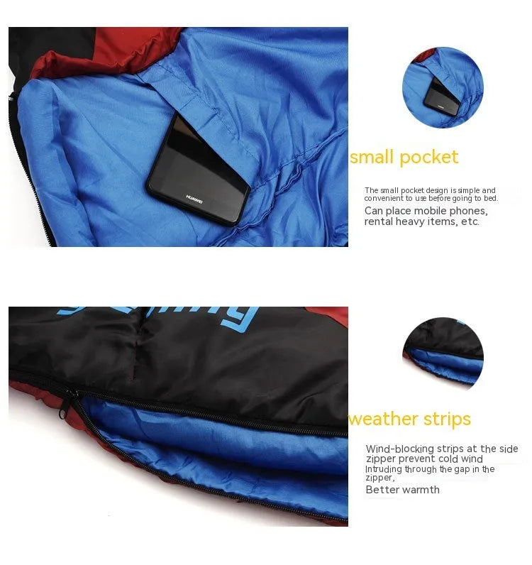 Army green mummy-style camping sleeping bag with compression sack, showing tapered design and zipper.