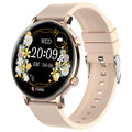 Black Bluetooth smartwatch with stainless steel strap on a wrist, showing call and heart rate functions.