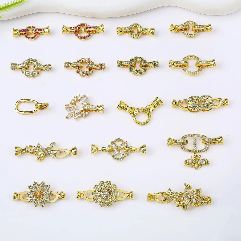 Small gold-plated chain buckle for DIY pearl necklace jewellery making
