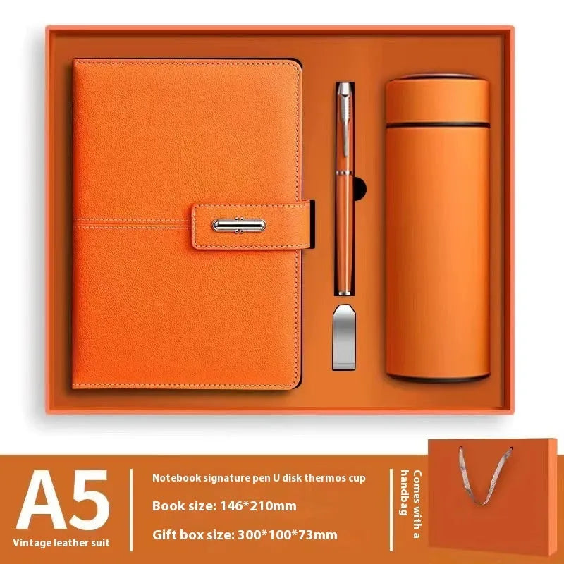 A5 notebook with PU leather cover in multiple colour options including red, green, blue and black