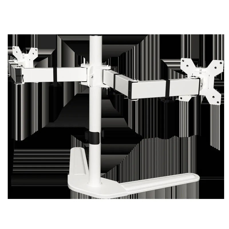 Dual-screen cold rolled steel monitor riser base bracket with lifting type mechanism in black