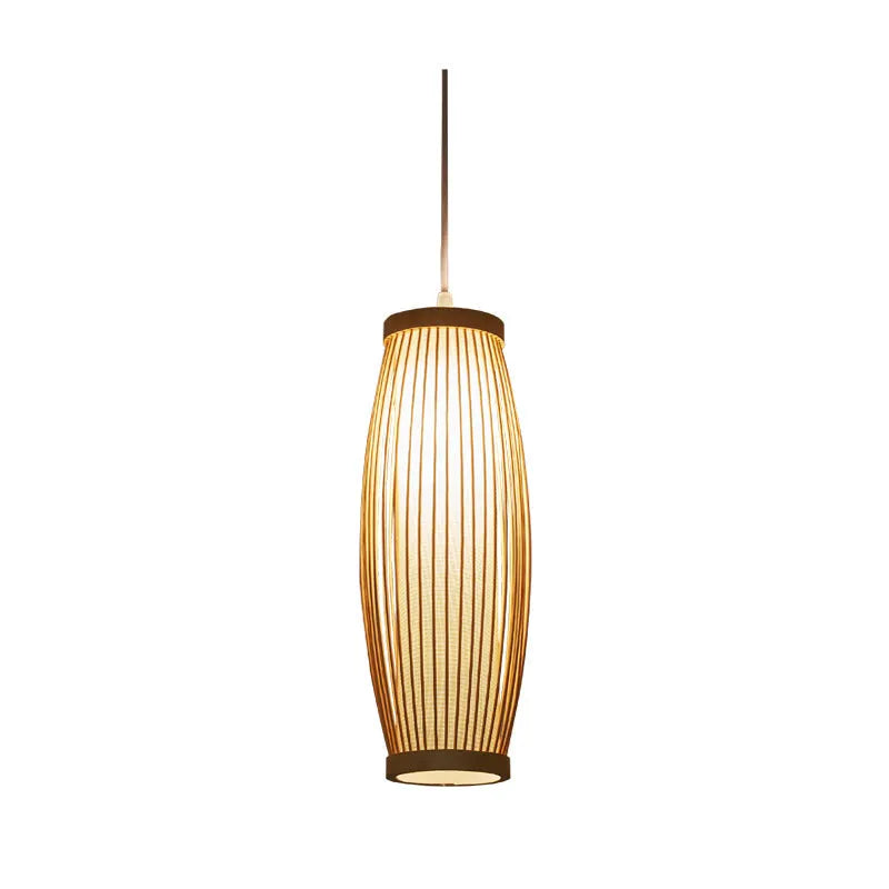 Bamboo woven New Chinese style chandelier 300mm ceiling light with warm LED option for corridor