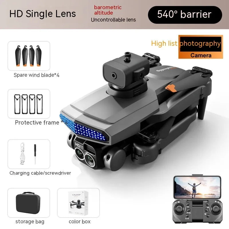 D6 remote control drone toy with five-direction obstacle avoidance, plastic body, camera option, storage bag and spare blades