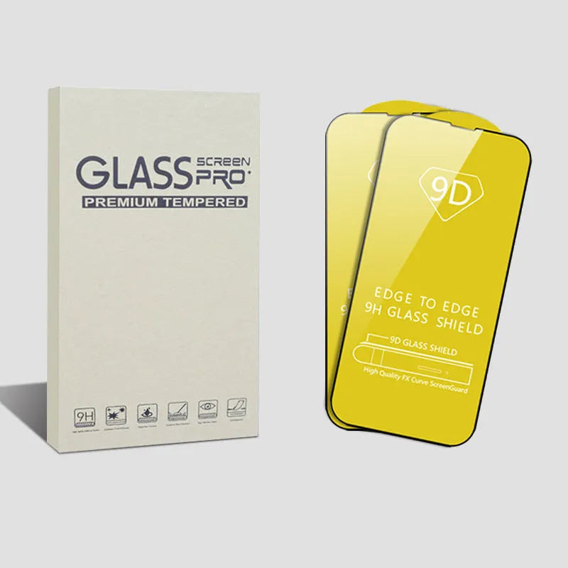 Tempered glass screen protector for iPhone, three pieces in cowhide box with film tool, anti-scratch and anti-fingerprint.