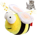 Yellow bee-shaped electronic cat toy with motion-activated squeaking for indoor feline play