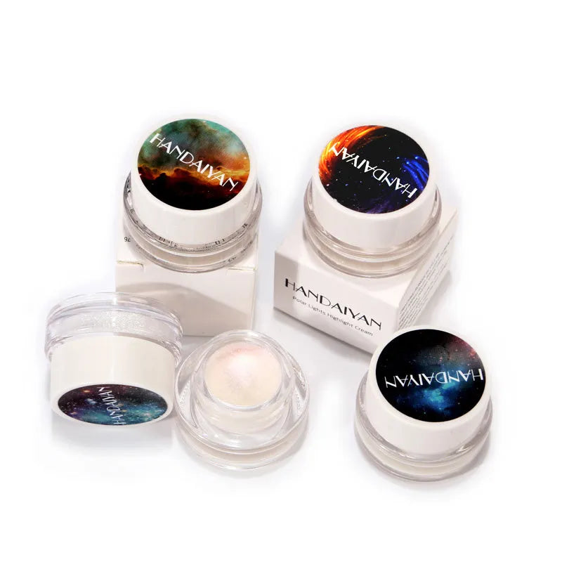 5 colour Aurora Chameleon highlighter palette with cream 3D shimmer in compact portable size