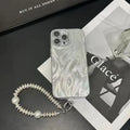 Silver Yarn simple phone case with glitter lens protector for Apple iPhone 13, shockproof IMD material, cartoon style