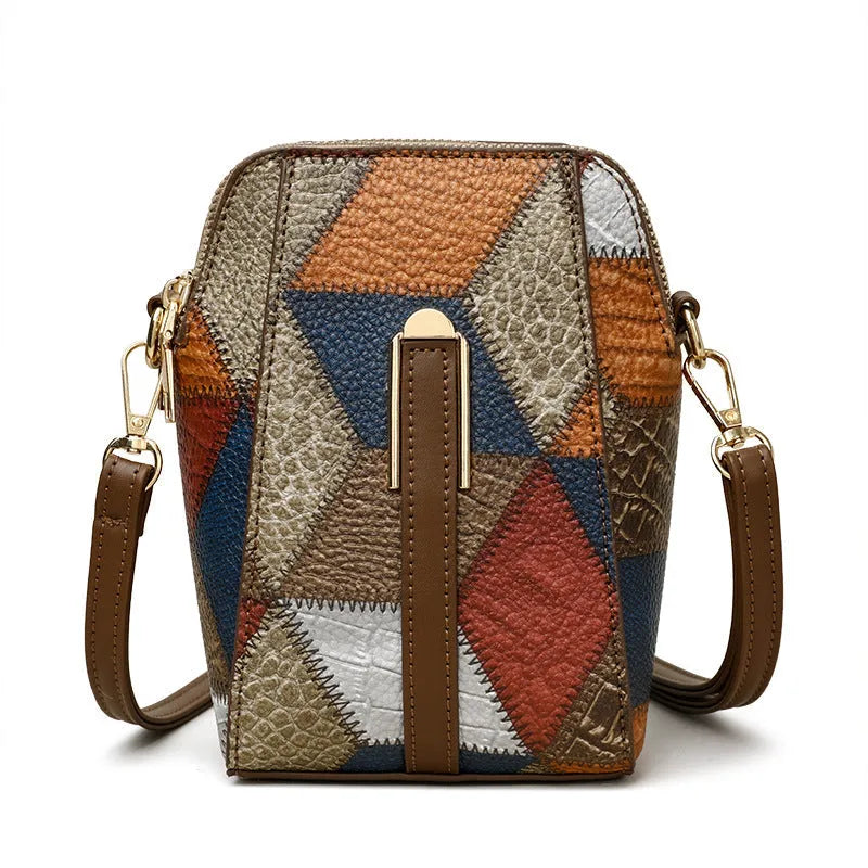 Soft PU stitching shoulder bag in irregular blue with black or brown, single strap, sandwich pocket.