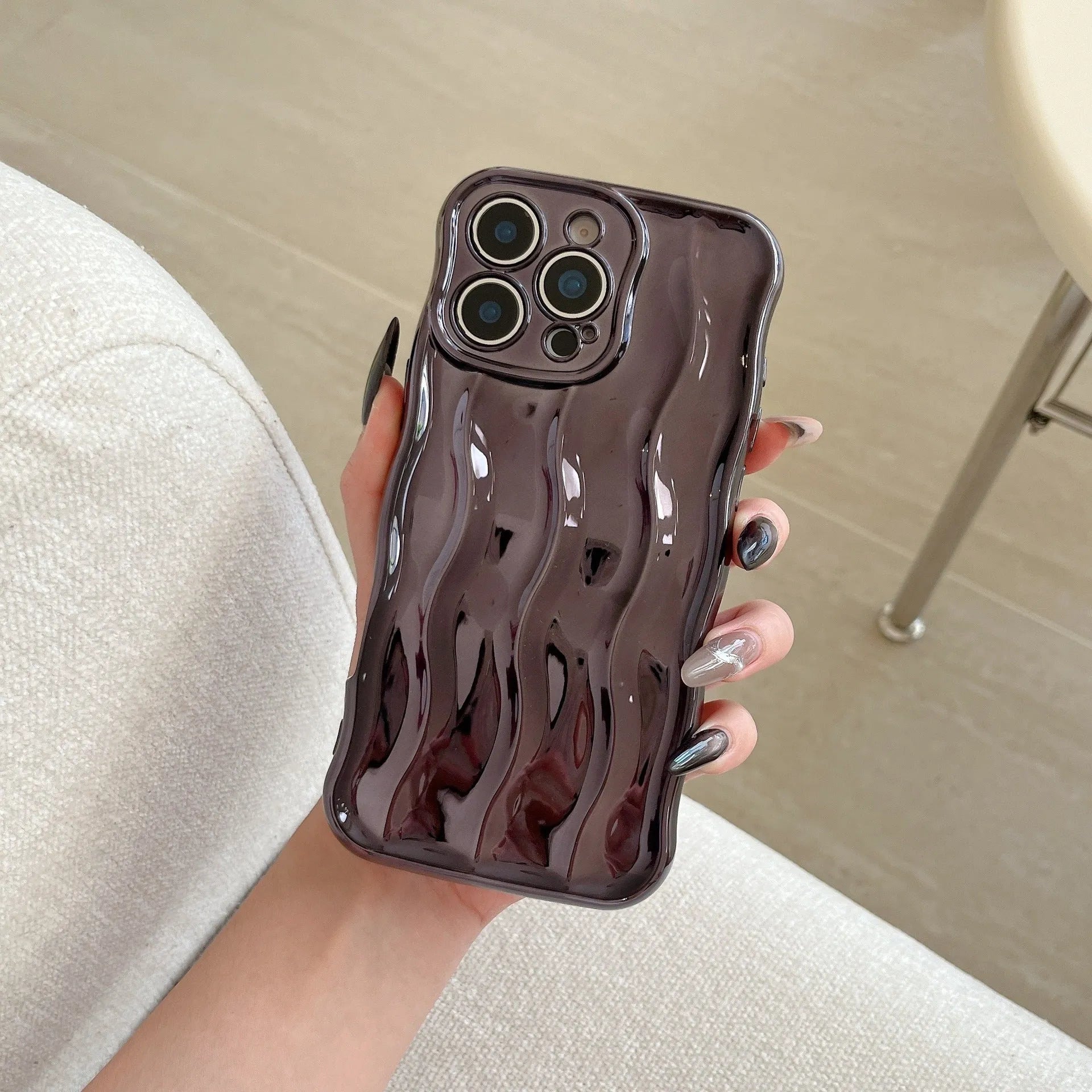 Electroplating three-dimensional wave stripe TPU phone case for iPhone 17 series in multiple colour options