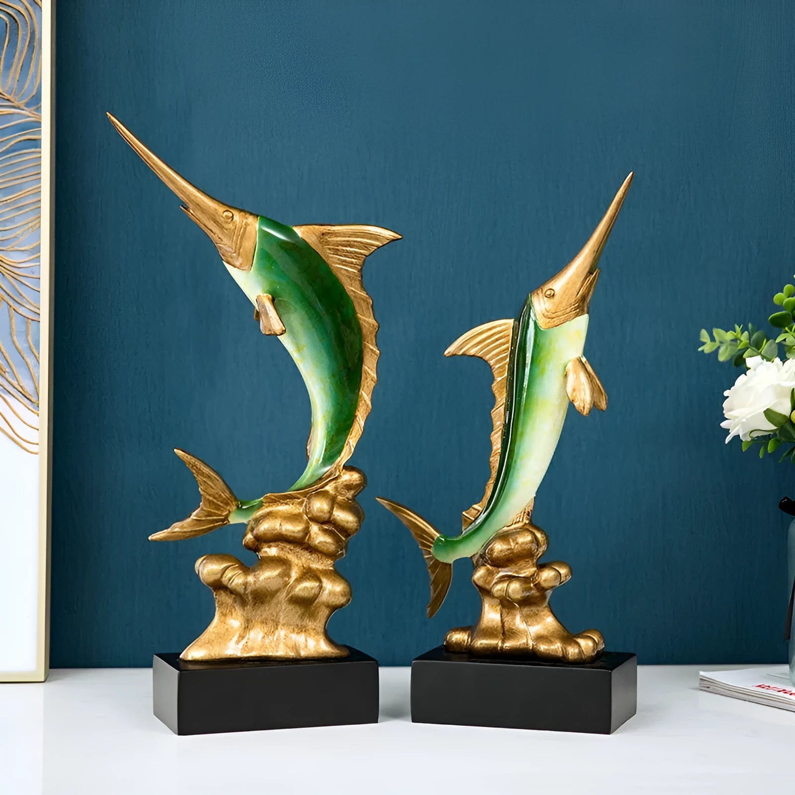 European style swordfish decorative craft ornament in plastic and resin materials