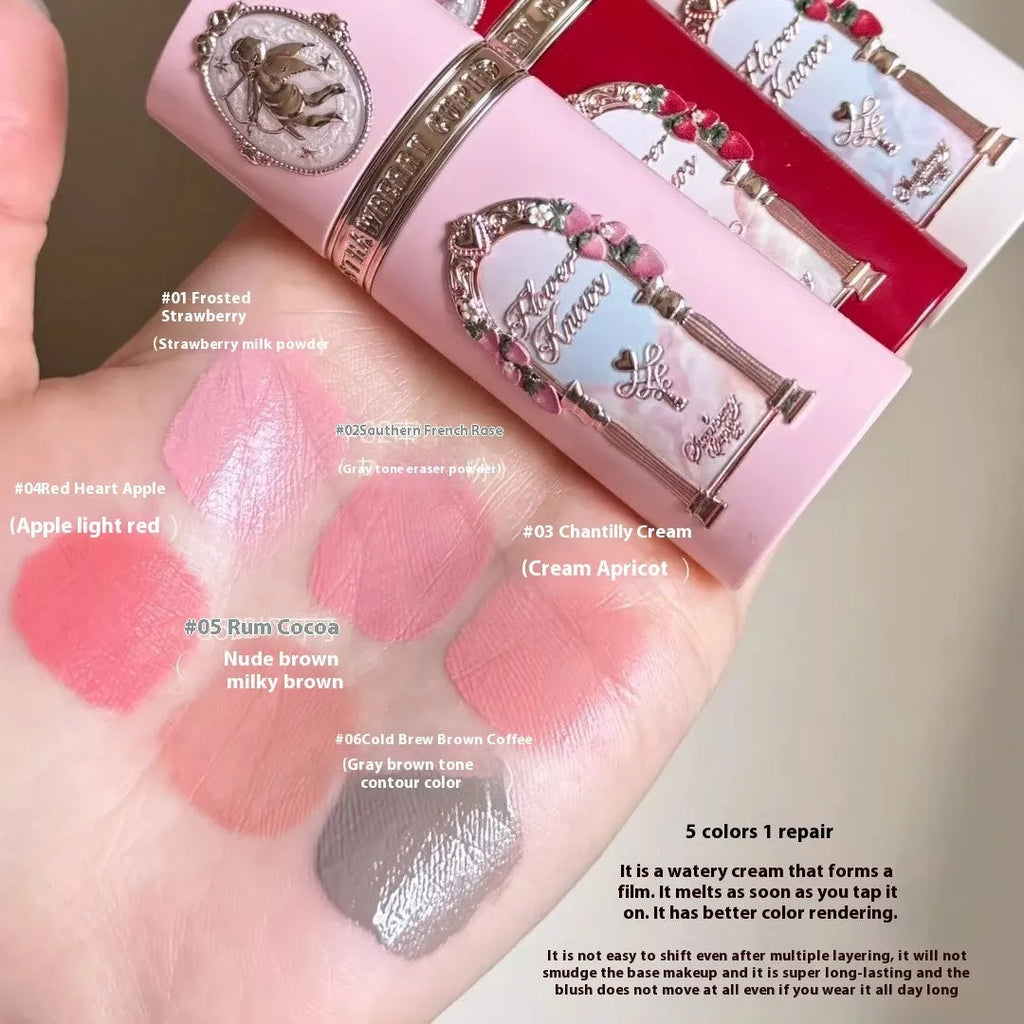 Strawberry Cupid Liquid Blush bottle with silicone applicator in choice of six shades.