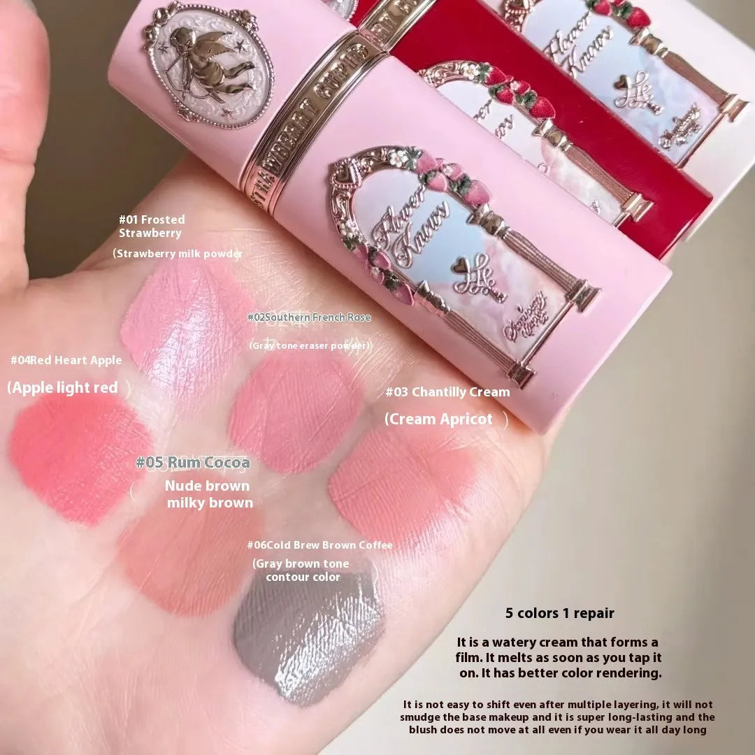 Strawberry Cupid Liquid Blush bottle with silicone applicator in choice of six shades.