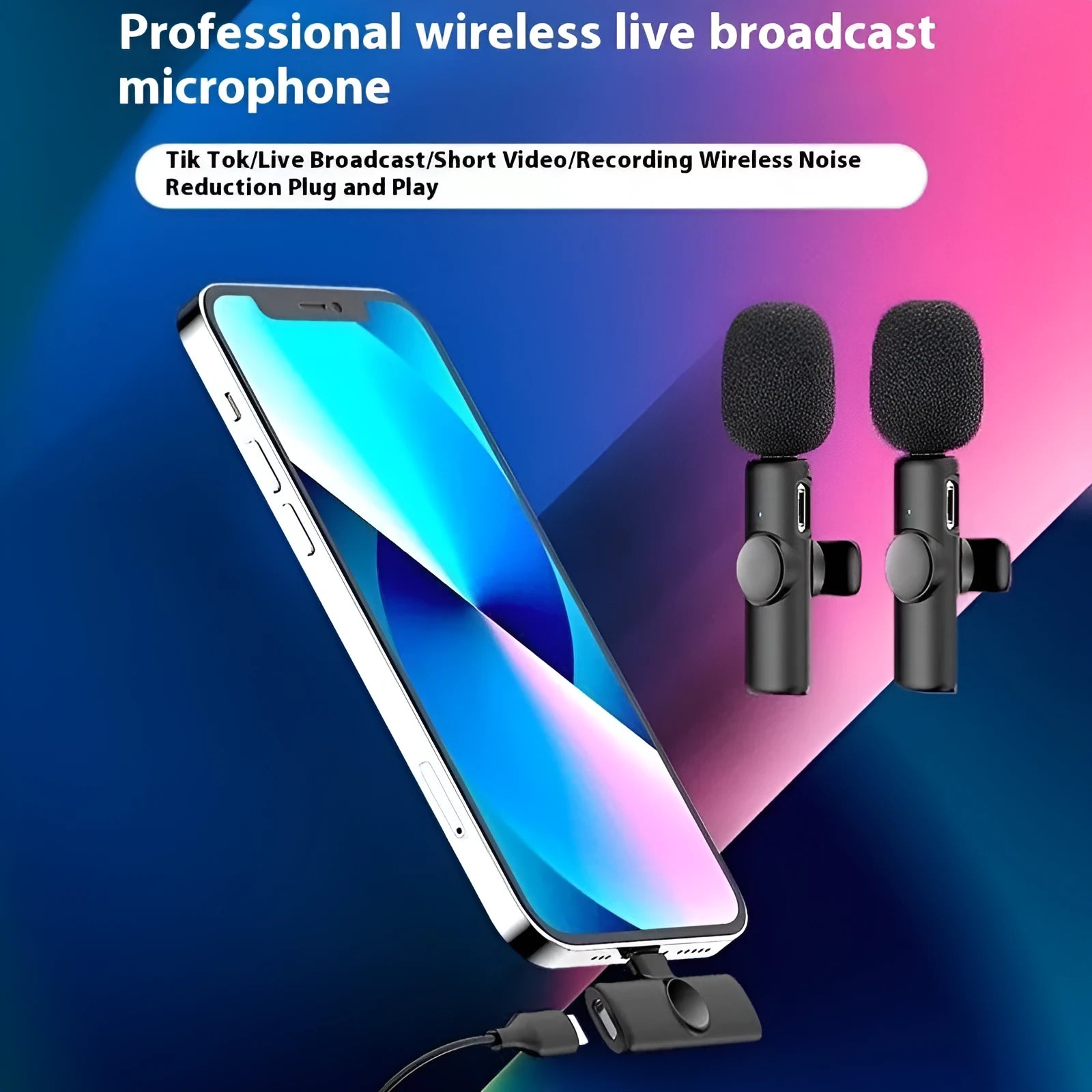 Wireless collar clip microphone for outdoor video recording with multiple interface options