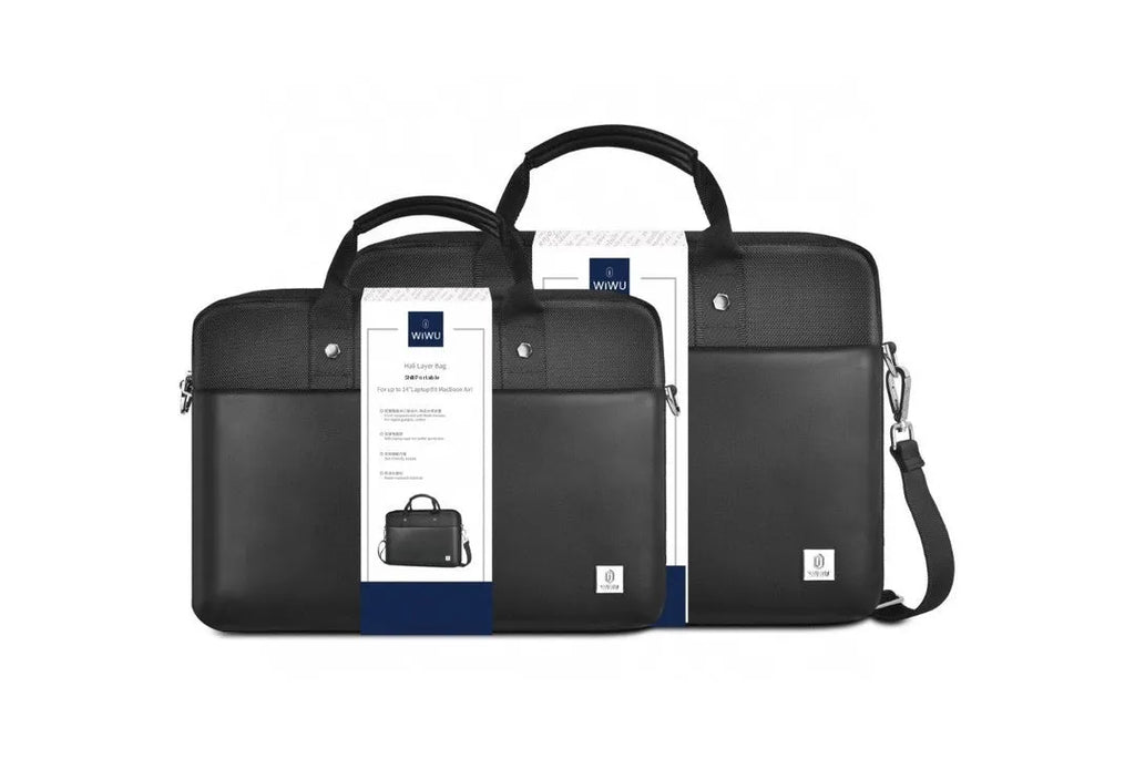 Black Oxford cloth laptop backpack showing multi-pocket design and separate computer compartment.