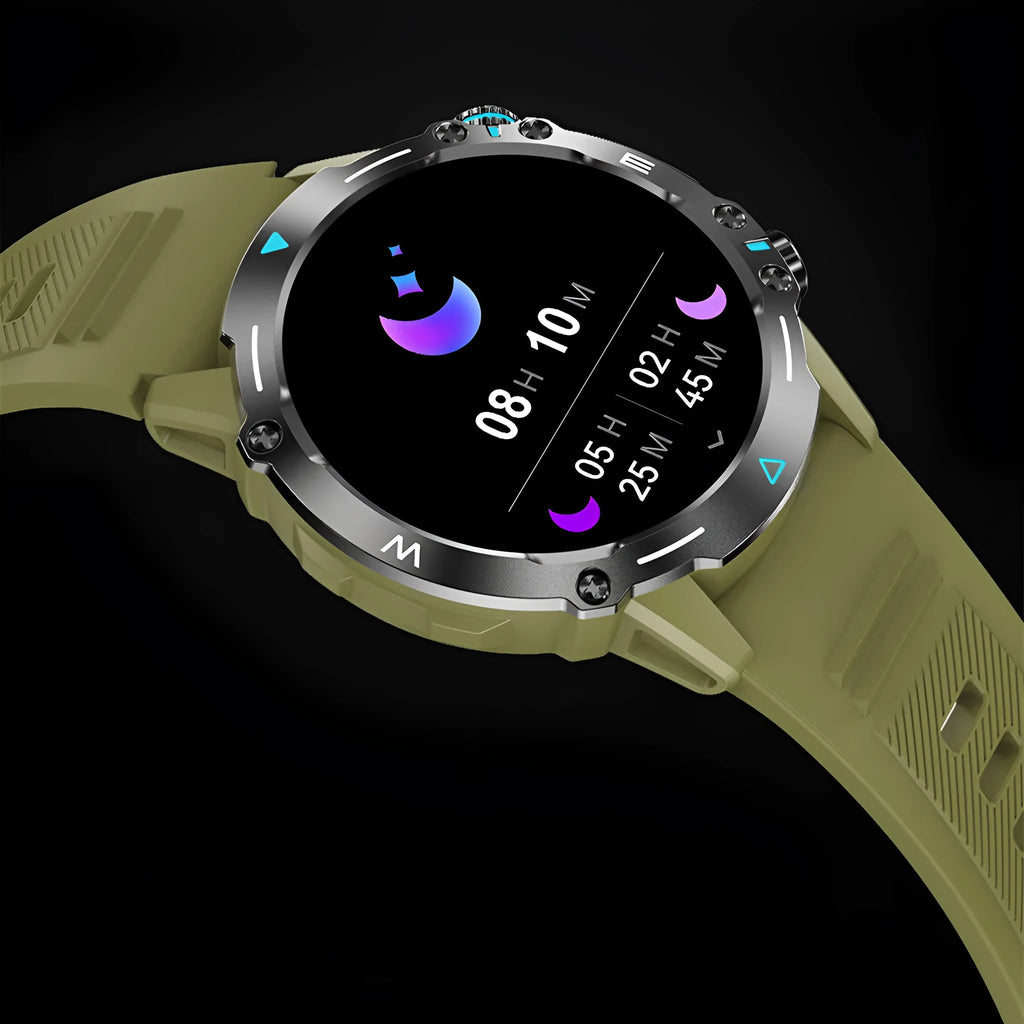 M42 smart watch with large AMOLED screen in black, sports IP68 waterproof design