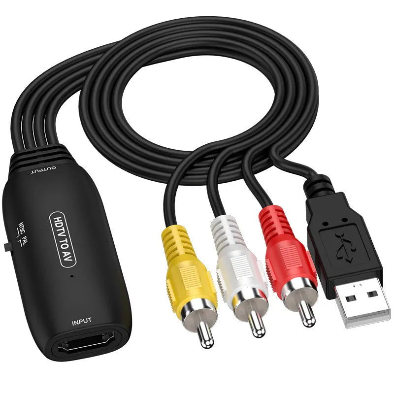 HDMI to AV converter cable with 1080p resolution support and two connector options