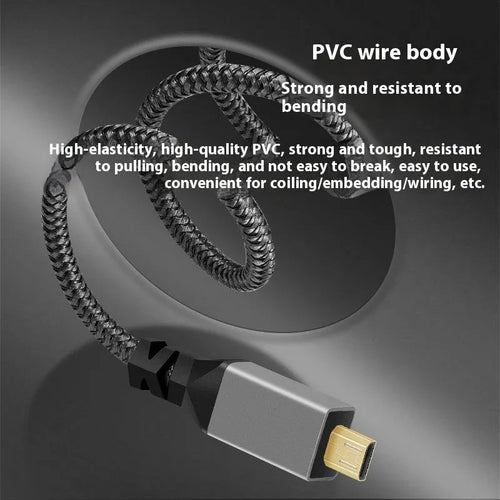 Black 4K HDMI cable with gold-plated connectors for computer to TV video transmission