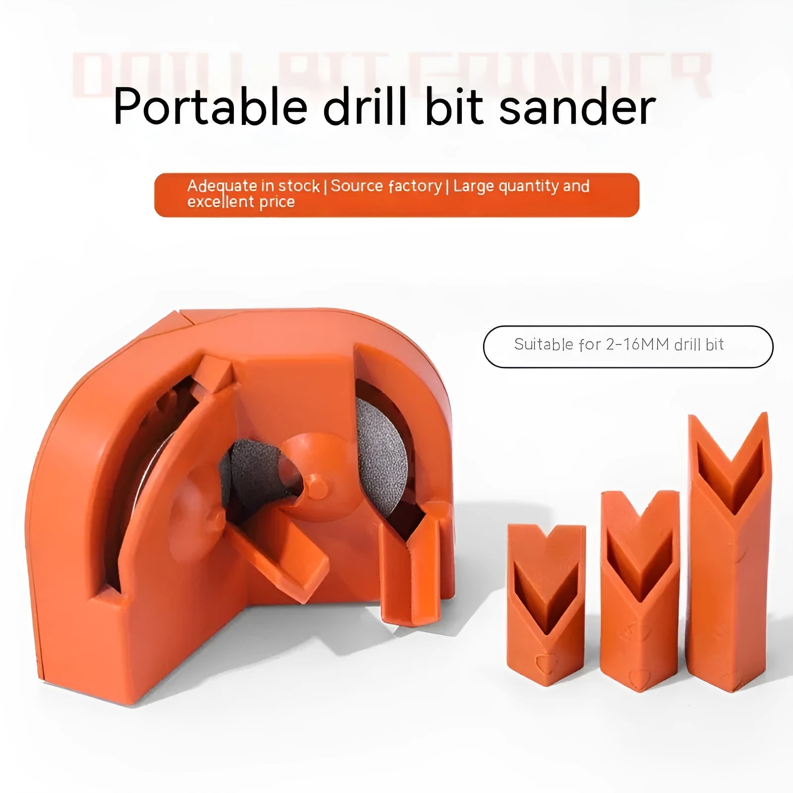 Orange and black portable sander set with grinding wheels for universal grinding applications